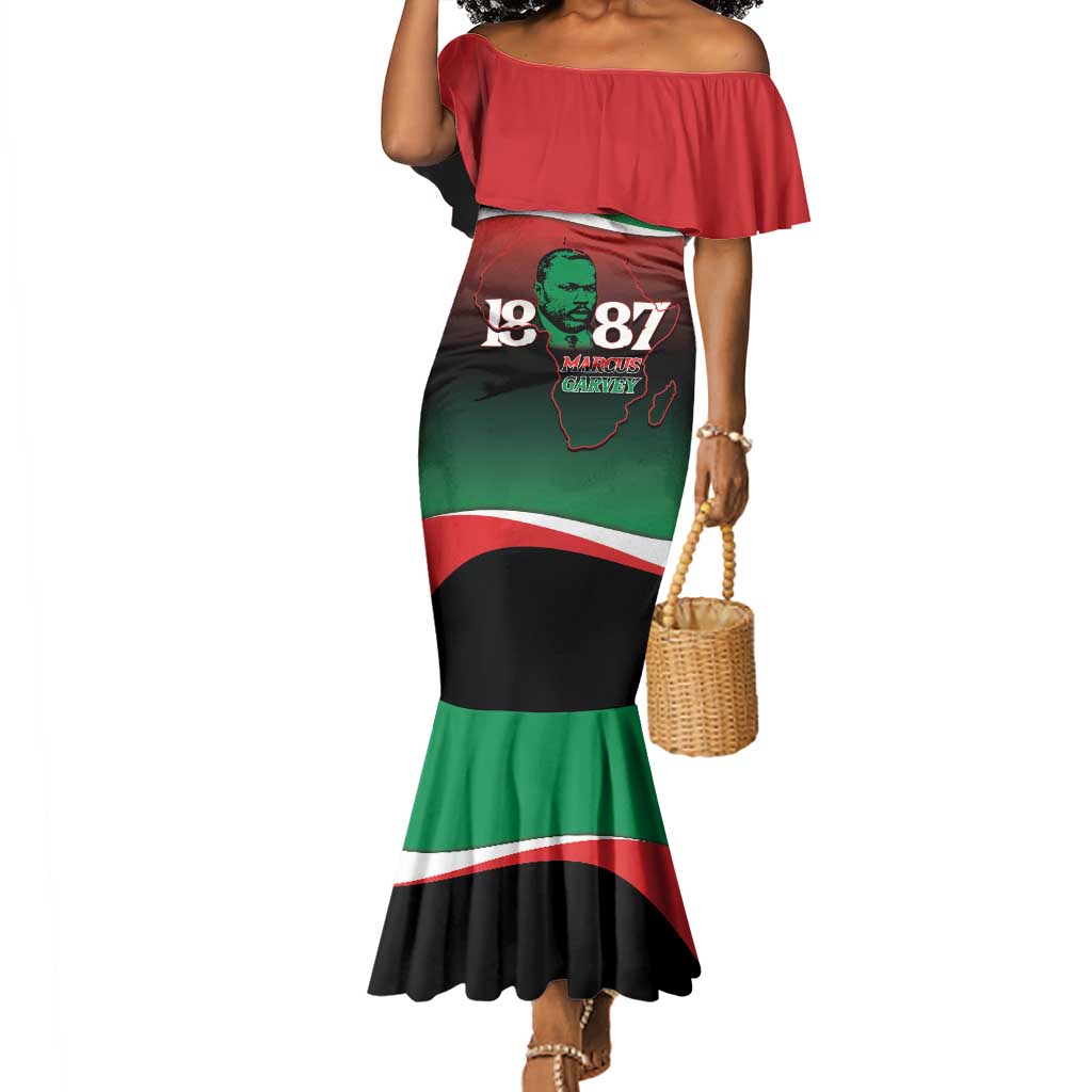Marcus Garvey 1887 Mermaid Dress African Map Curves Style - African Pride