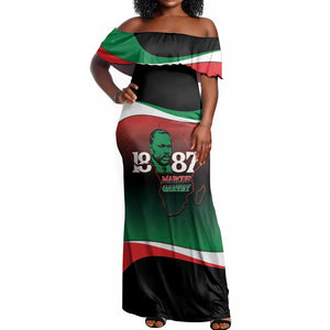 Marcus Garvey 1887 Off Shoulder Maxi Dress African Map Curves Style - African Pride