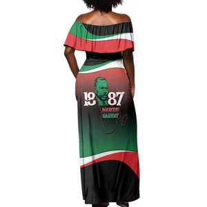 Marcus Garvey 1887 Off Shoulder Maxi Dress African Map Curves Style - African Pride