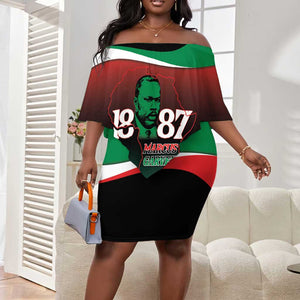 Marcus Garvey 1887 Off Shoulder Short Dress African Map Curves Style - African Pride
