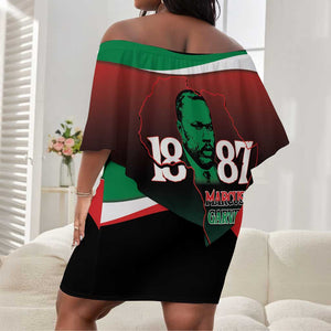 Marcus Garvey 1887 Off Shoulder Short Dress African Map Curves Style - African Pride