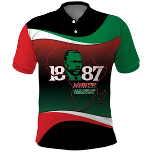 Marcus Garvey 1887 Polo Shirt African Map Curves Style - African Pride