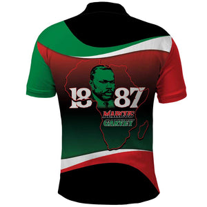 Marcus Garvey 1887 Polo Shirt African Map Curves Style - African Pride