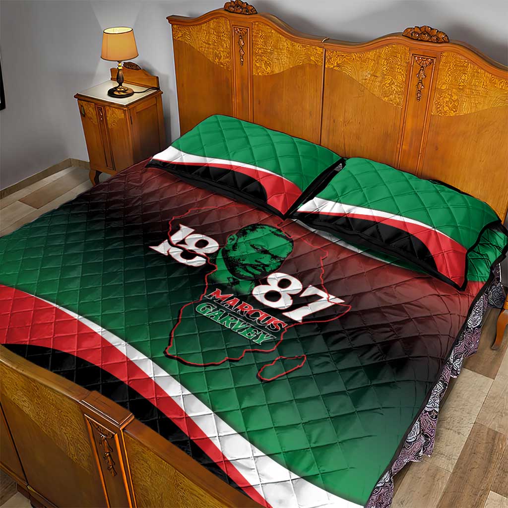 Marcus Garvey 1887 Quilt Bed Set African Map Curves Style - African Pride