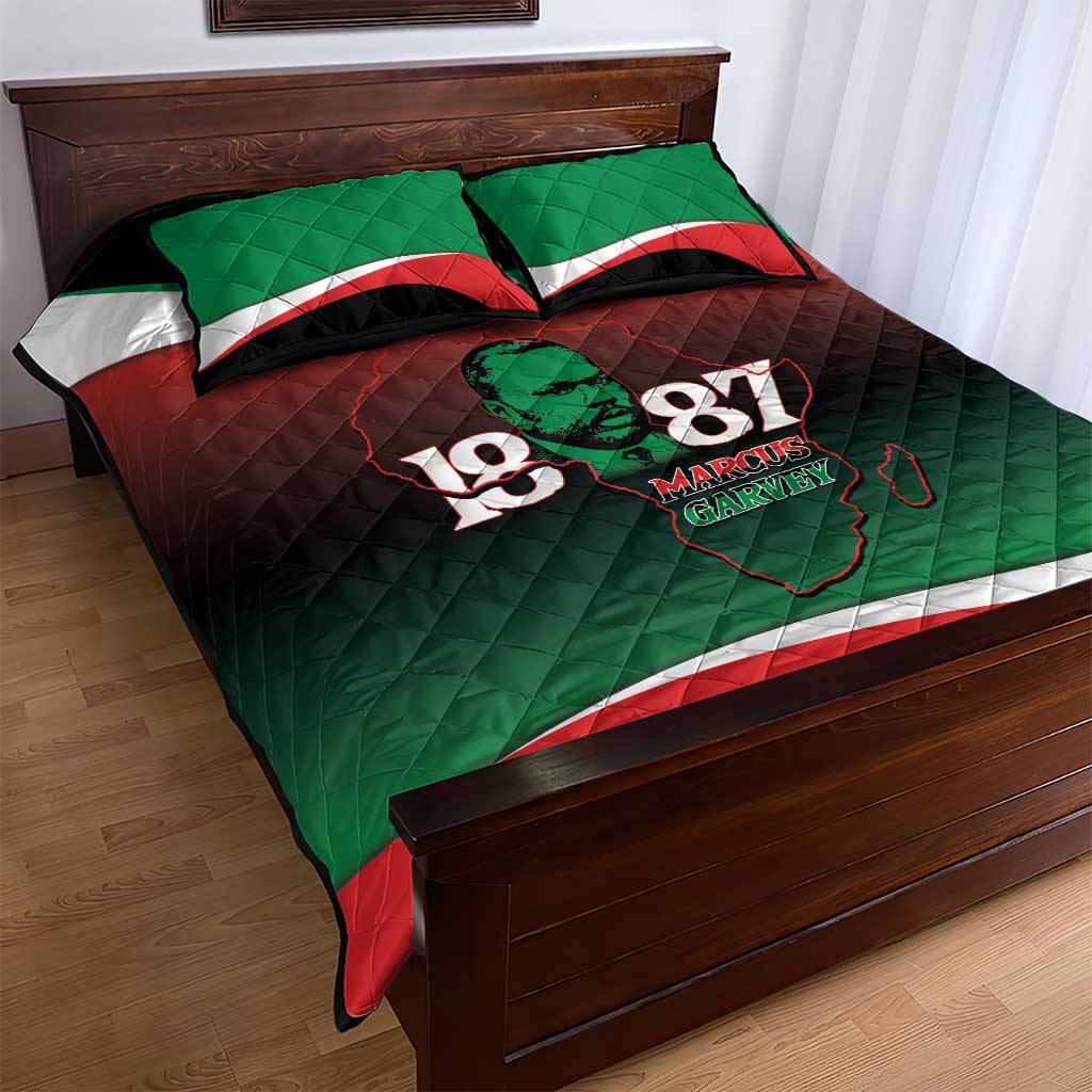 Marcus Garvey 1887 Quilt Bed Set African Map Curves Style - African Pride