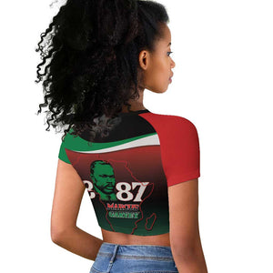Marcus Garvey 1887 Raglan Cropped T shirt African Map Curves Style - African Pride
