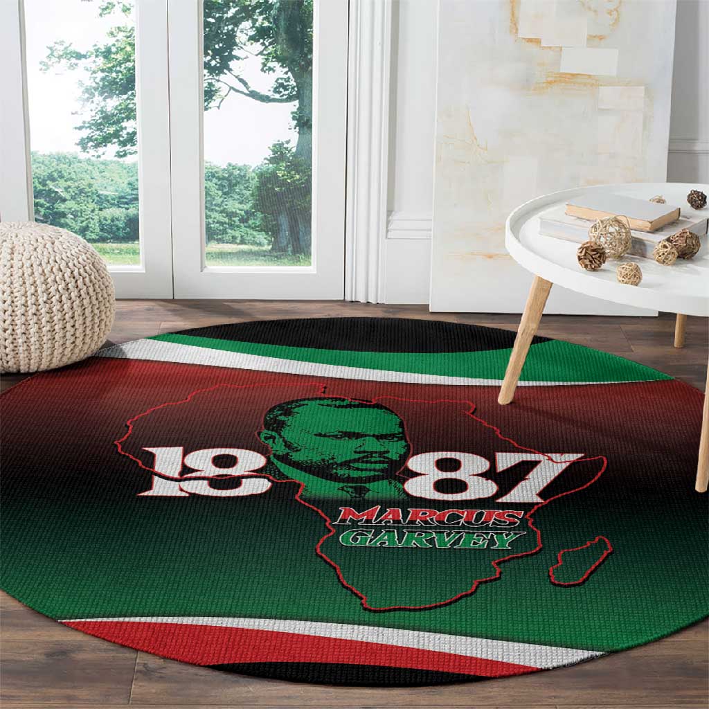 Marcus Garvey 1887 Round Carpet African Map Curves Style - African Pride