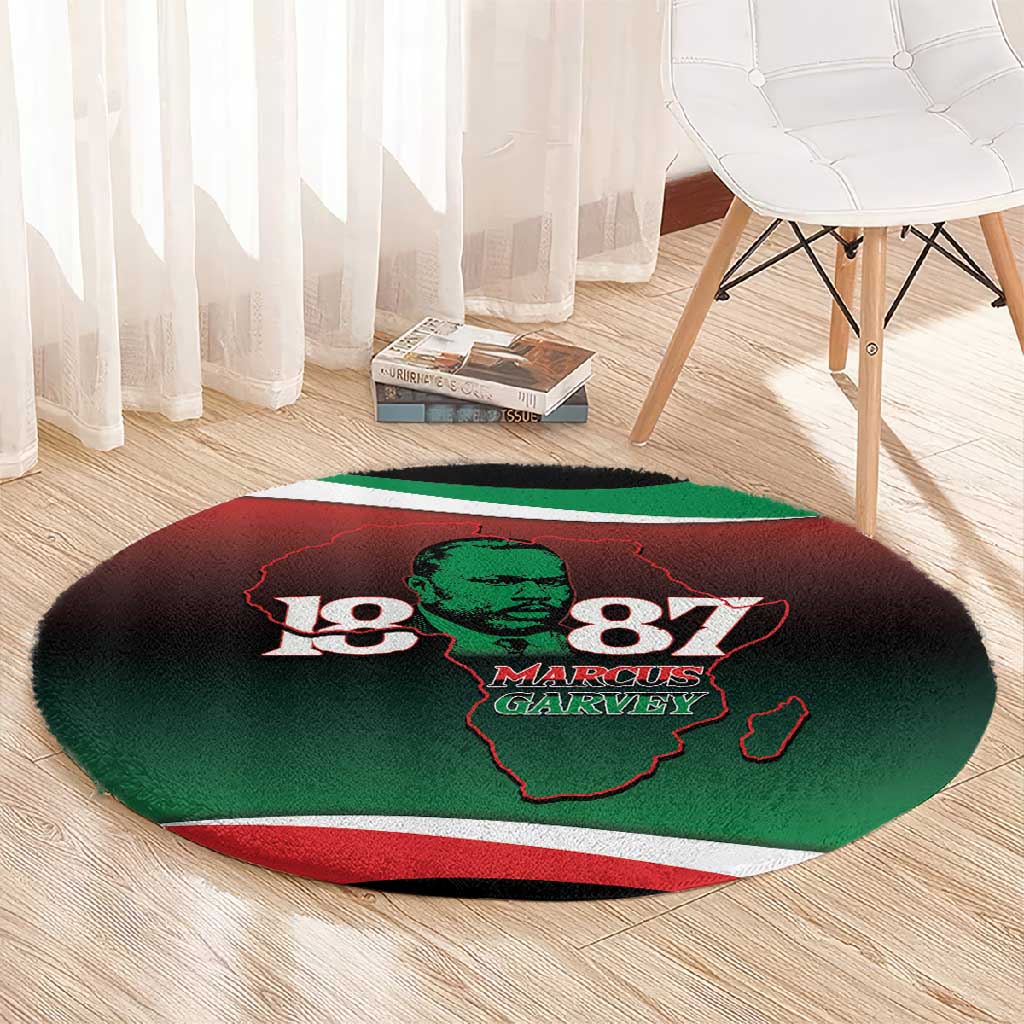 Marcus Garvey 1887 Round Carpet African Map Curves Style - African Pride