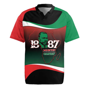 Marcus Garvey 1887 Rugby Jersey African Map Curves Style - African Pride