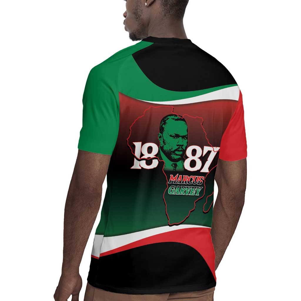 Marcus Garvey 1887 Rugby Jersey African Map Curves Style - African Pride