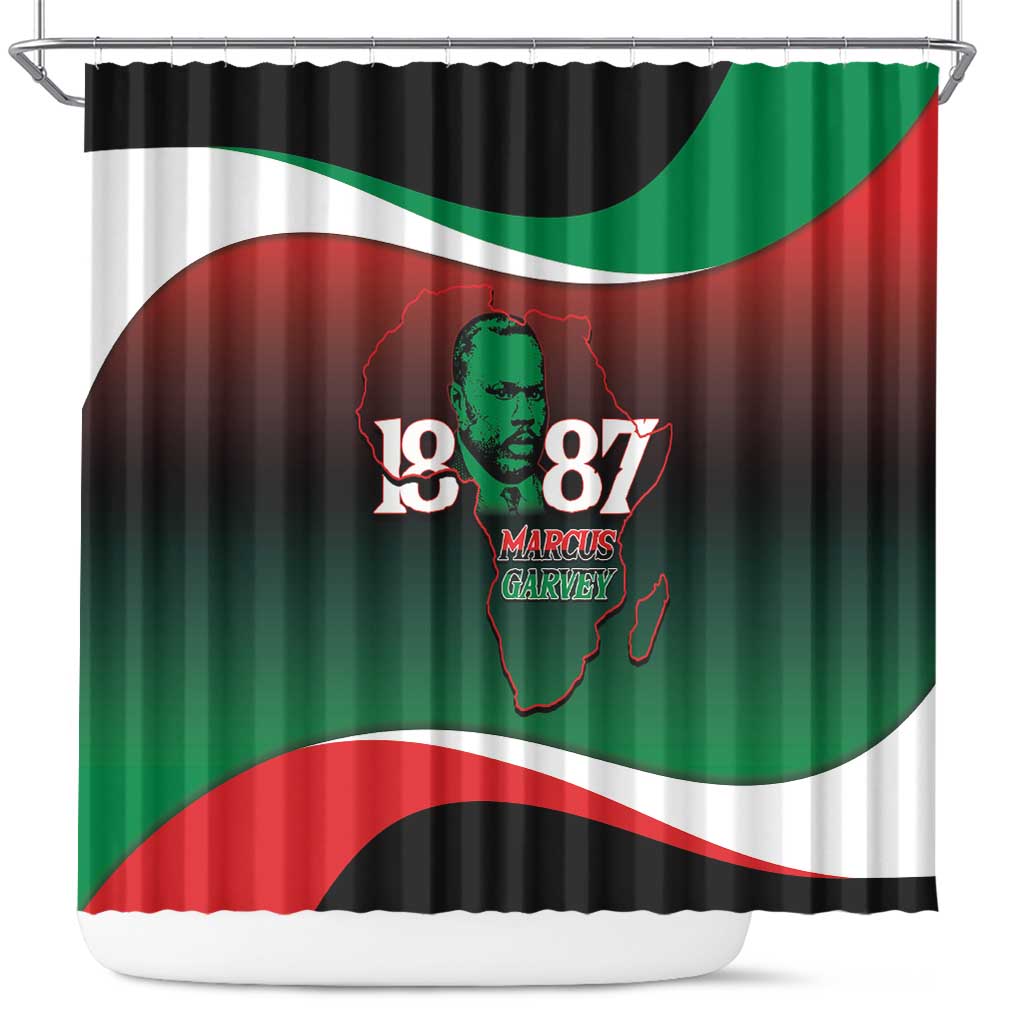 Marcus Garvey 1887 Shower Curtain African Map Curves Style - African Pride