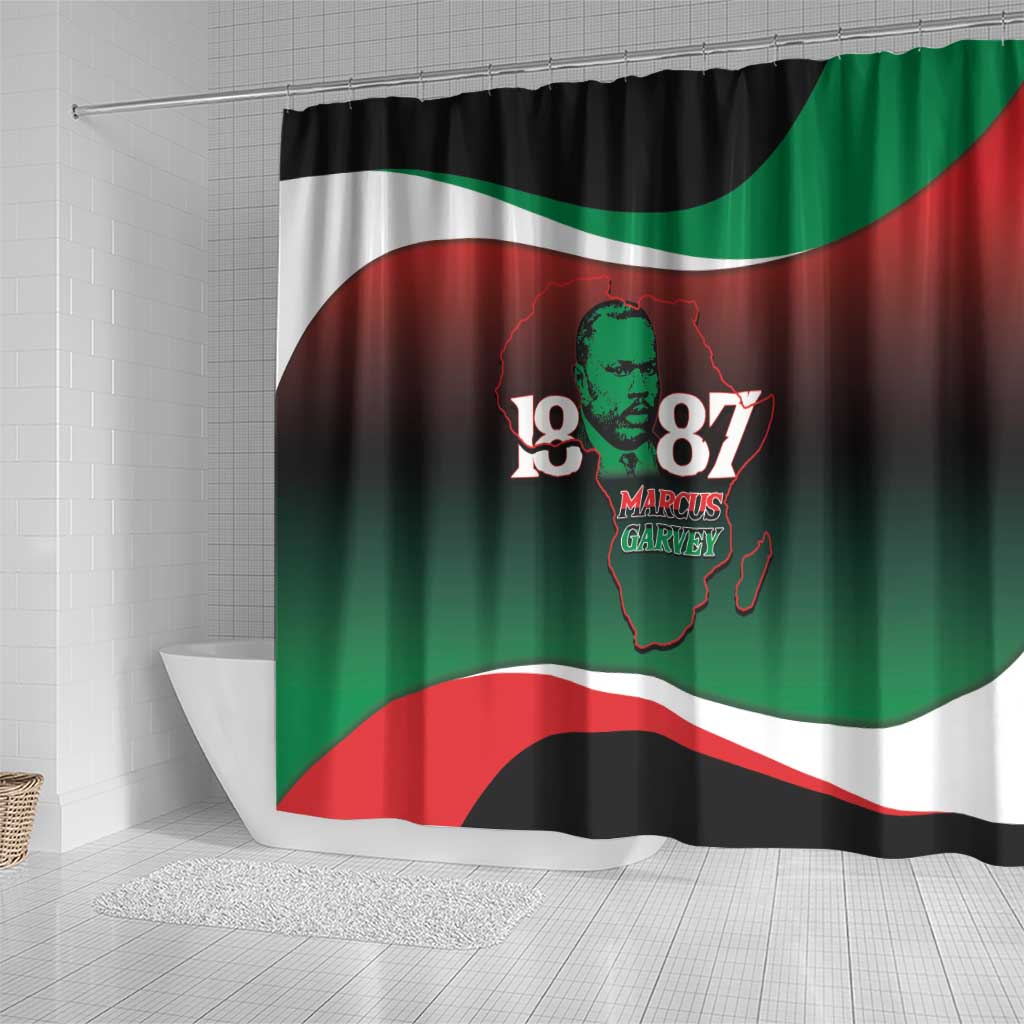 Marcus Garvey 1887 Shower Curtain African Map Curves Style - African Pride