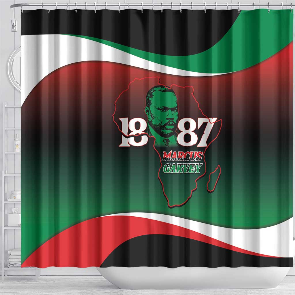 Marcus Garvey 1887 Shower Curtain African Map Curves Style - African Pride
