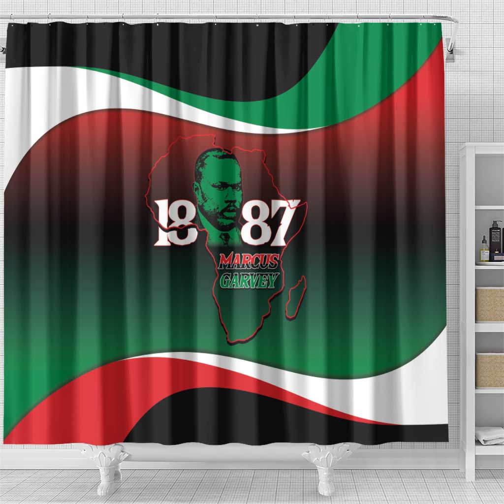 Marcus Garvey 1887 Shower Curtain African Map Curves Style - African Pride