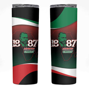 Marcus Garvey 1887 Skinny Tumbler African Map Curves Style - African Pride