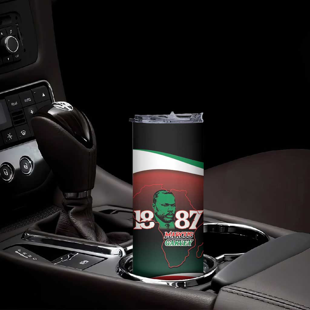 Marcus Garvey 1887 Skinny Tumbler African Map Curves Style - African Pride