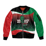 Marcus Garvey 1887 Sleeve Zip Bomber Jacket African Map Curves Style - African Pride