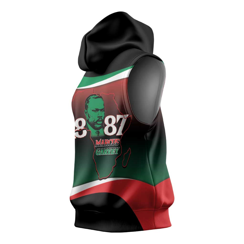 Marcus Garvey 1887 Sleeveless Hoodie African Map Curves Style - African Pride