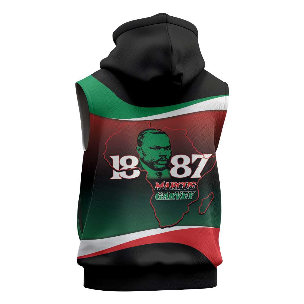 Marcus Garvey 1887 Sleeveless Zip Hoodie African Map Curves Style - African Pride