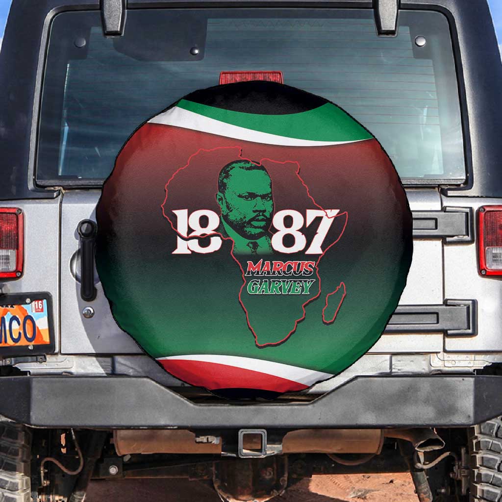 Marcus Garvey 1887 Spare Tire Cover African Map Curves Style - African Pride