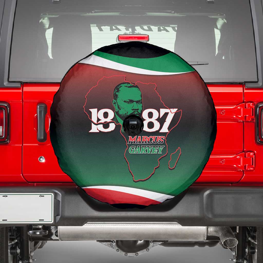 Marcus Garvey 1887 Spare Tire Cover African Map Curves Style - African Pride