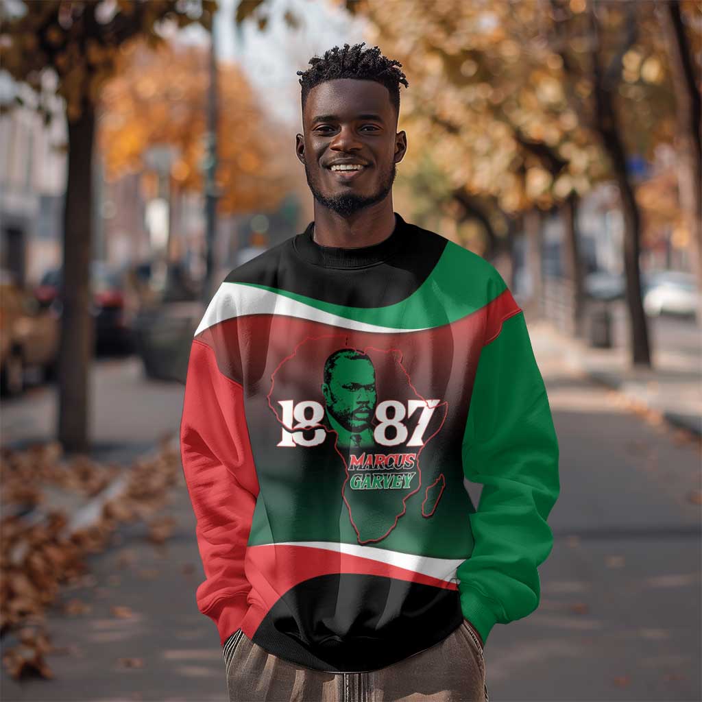 Marcus Garvey 1887 Sweatshirt African Map Curves Style - African Pride