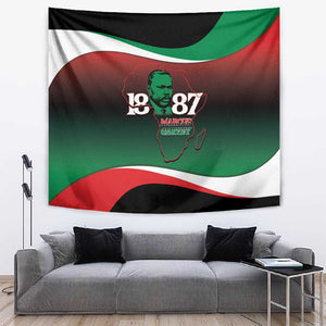 Marcus Garvey 1887 Tapestry African Map Curves Style - African Pride