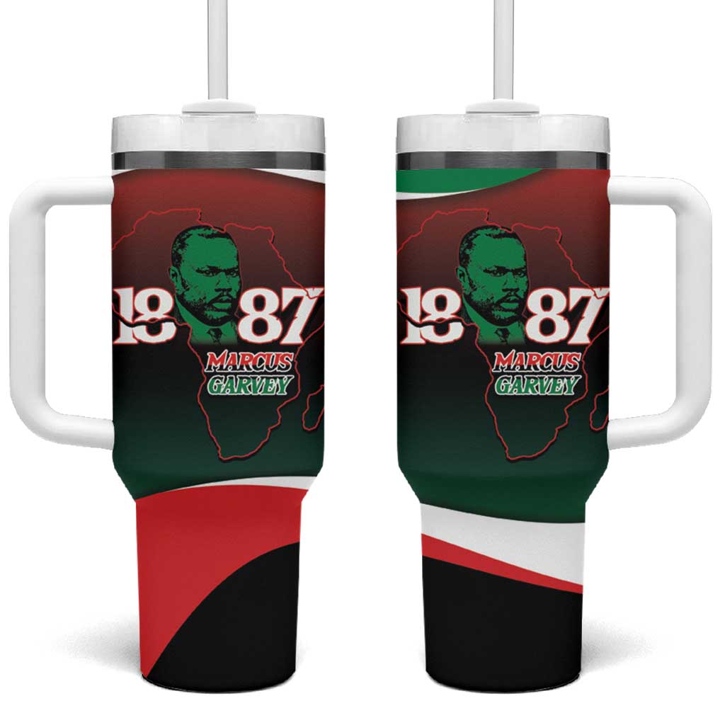 Marcus Garvey 1887 Tumbler With Handle African Map Curves Style - African Pride