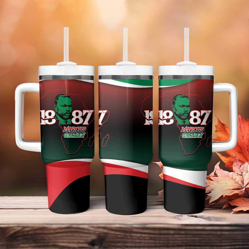 Marcus Garvey 1887 Tumbler With Handle African Map Curves Style - African Pride