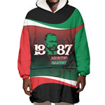 Marcus Garvey 1887 Wearable Blanket Hoodie African Map Curves Style - African Pride