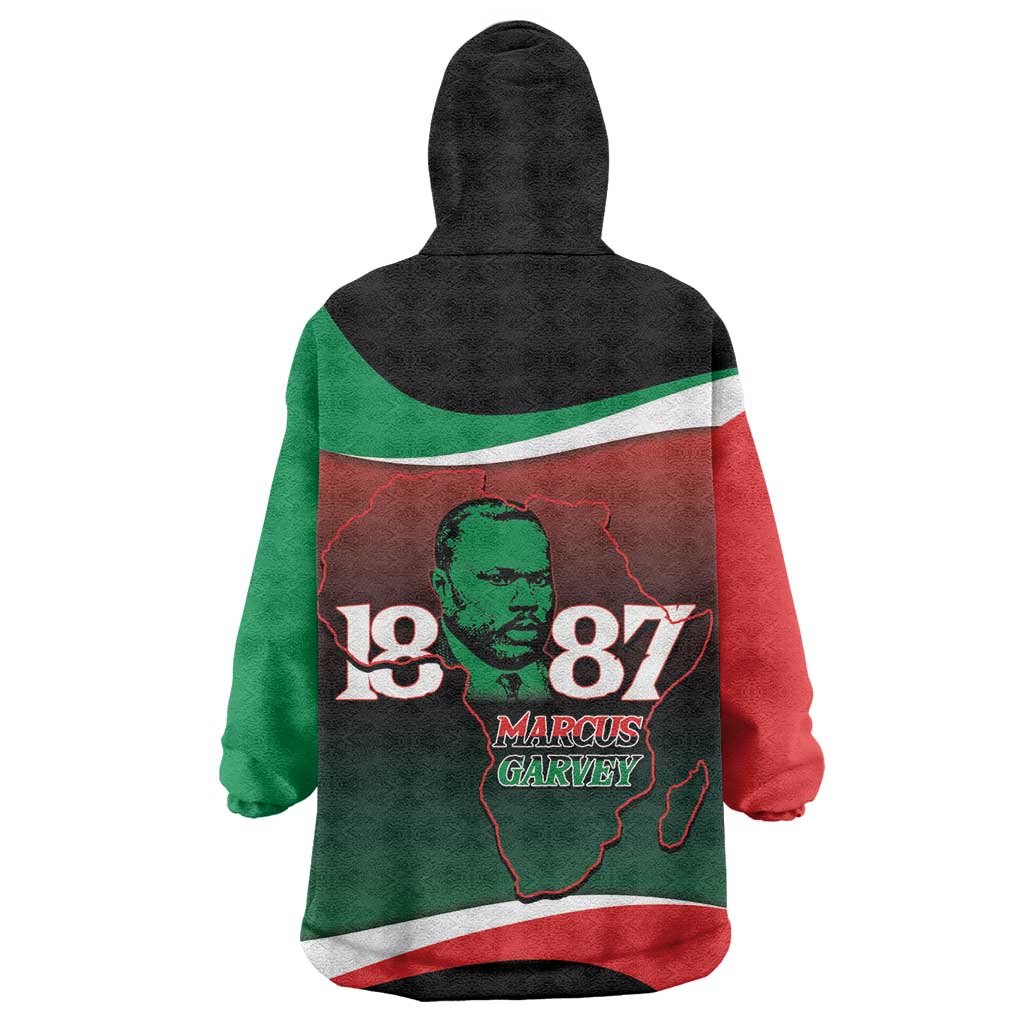 Marcus Garvey 1887 Wearable Blanket Hoodie African Map Curves Style - African Pride