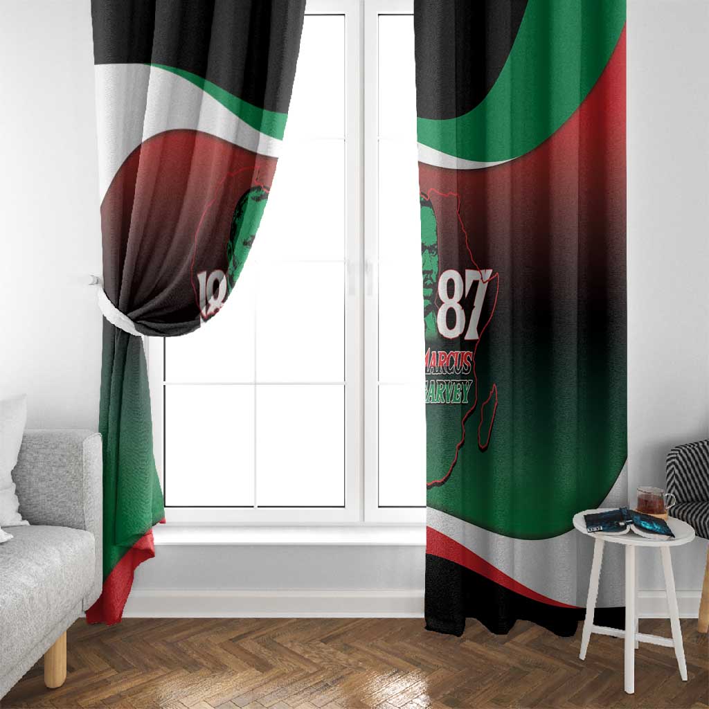 Marcus Garvey 1887 Window Curtain African Map Curves Style - African Pride