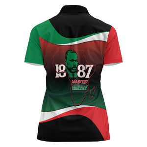Marcus Garvey 1887 Women Polo Shirt African Map Curves Style - African Pride