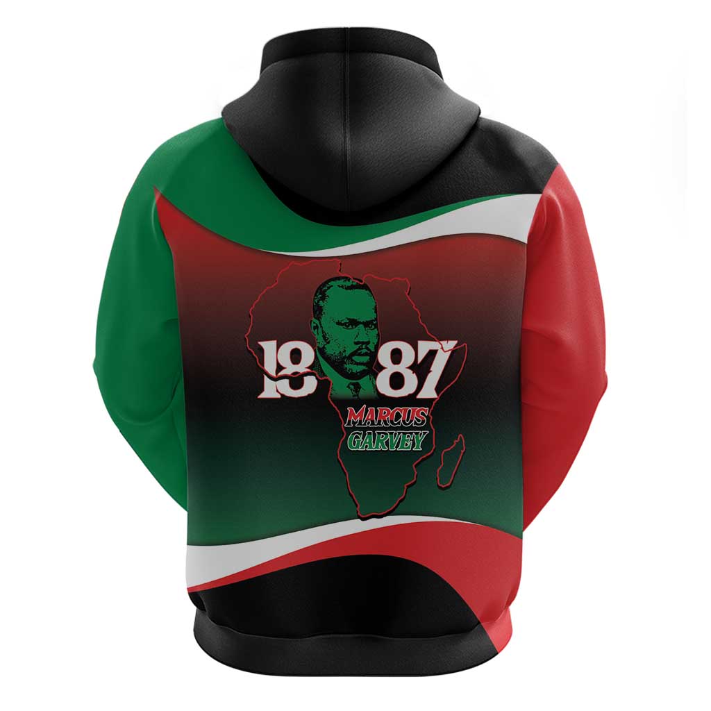 Marcus Garvey 1887 Zip Hoodie African Map Curves Style - African Pride