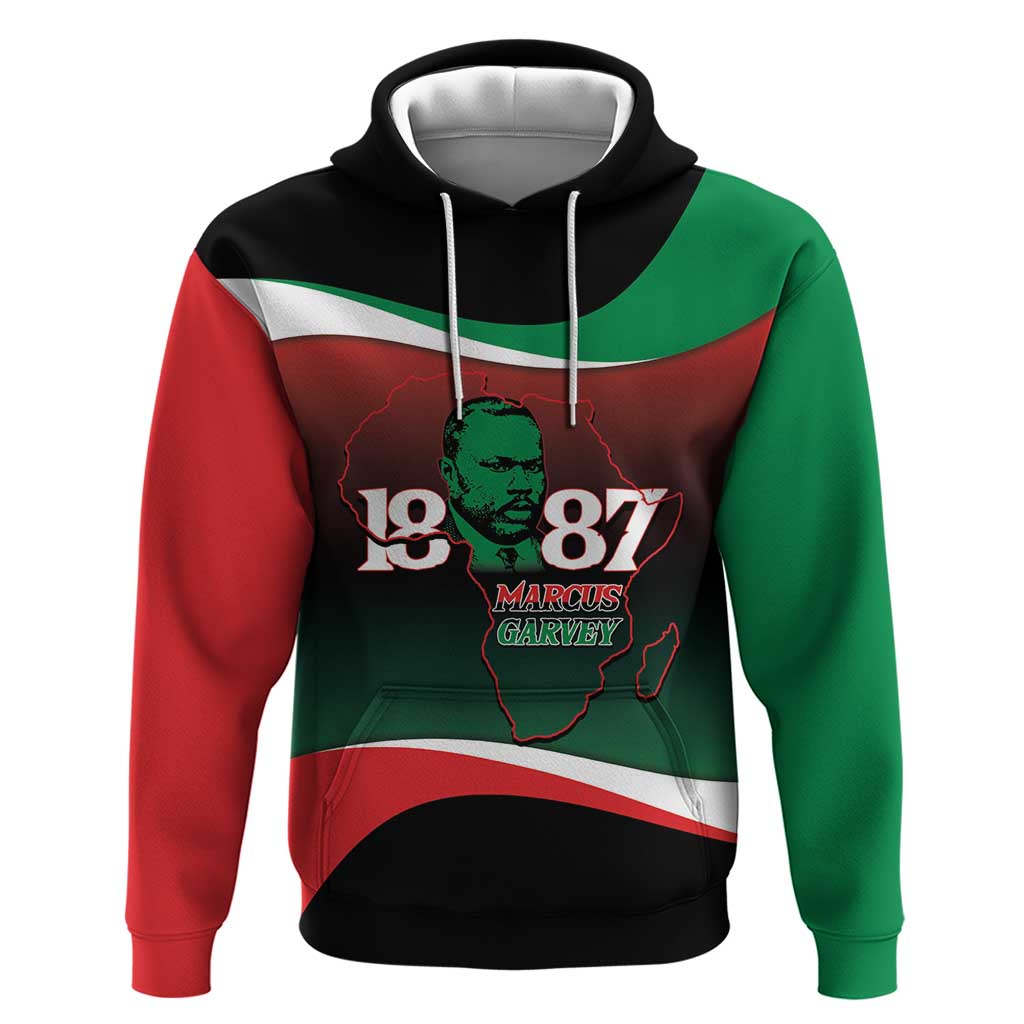 Marcus Garvey 1887 Zip Hoodie African Map Curves Style - African Pride