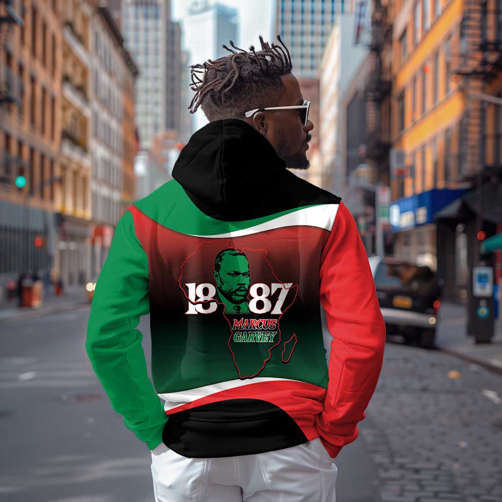 Marcus Garvey 1887 Zip Hoodie African Map Curves Style - African Pride
