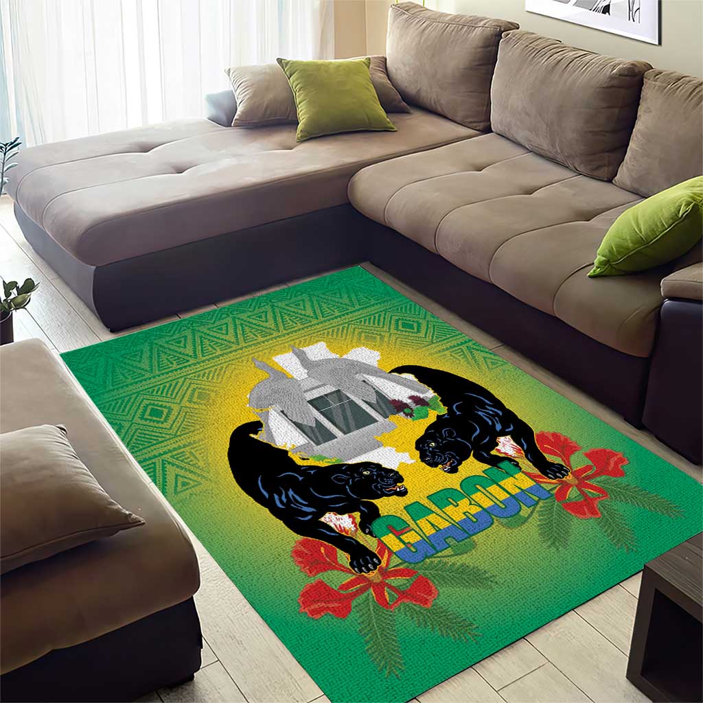 Afro Gabon Independence Day Area Rug Memorial Leon Mba Monument - African Pride