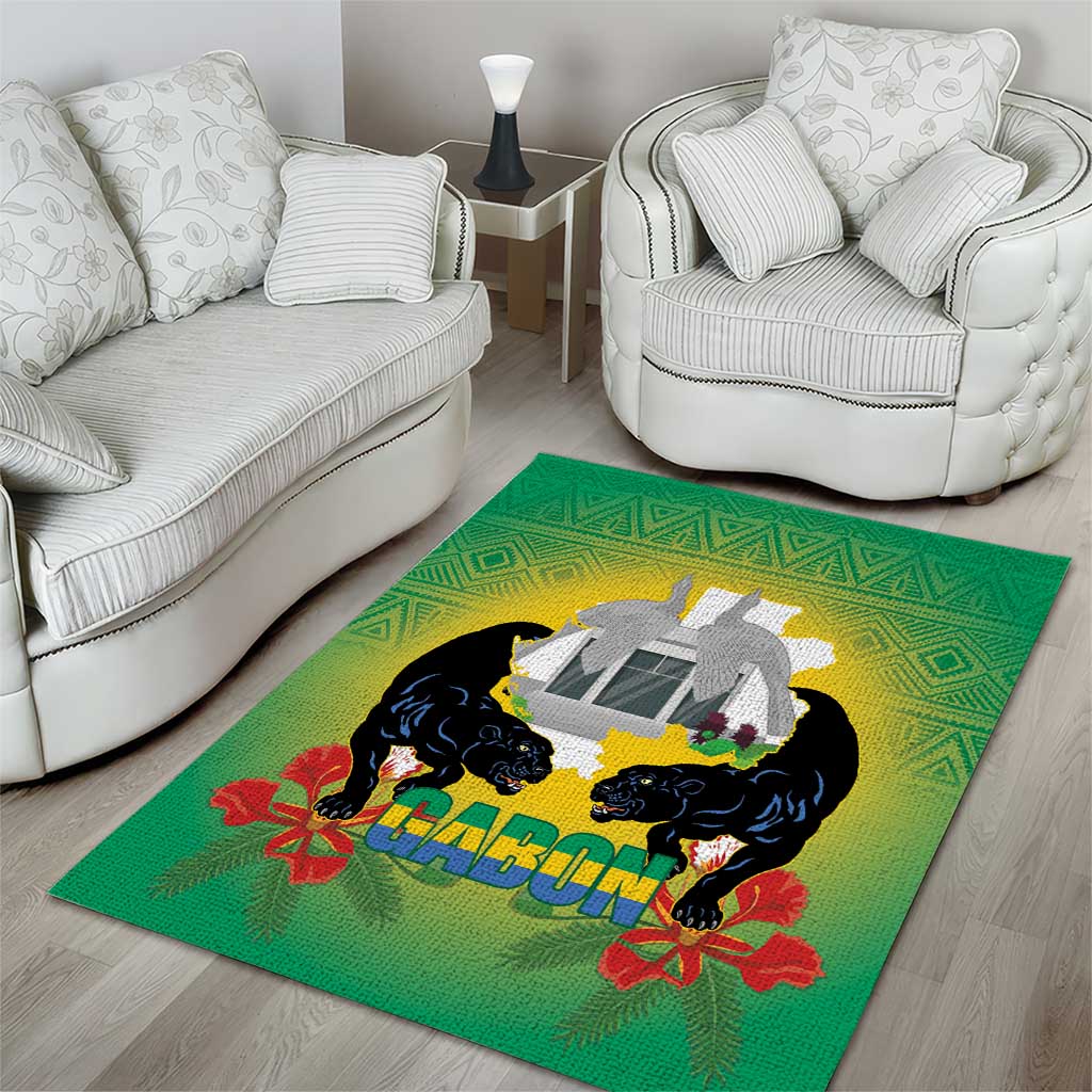 Afro Gabon Independence Day Area Rug Memorial Leon Mba Monument - African Pride