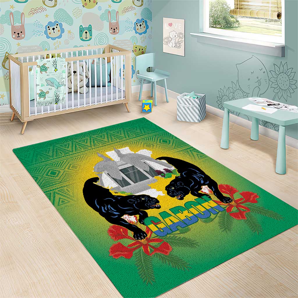 Afro Gabon Independence Day Area Rug Memorial Leon Mba Monument - African Pride