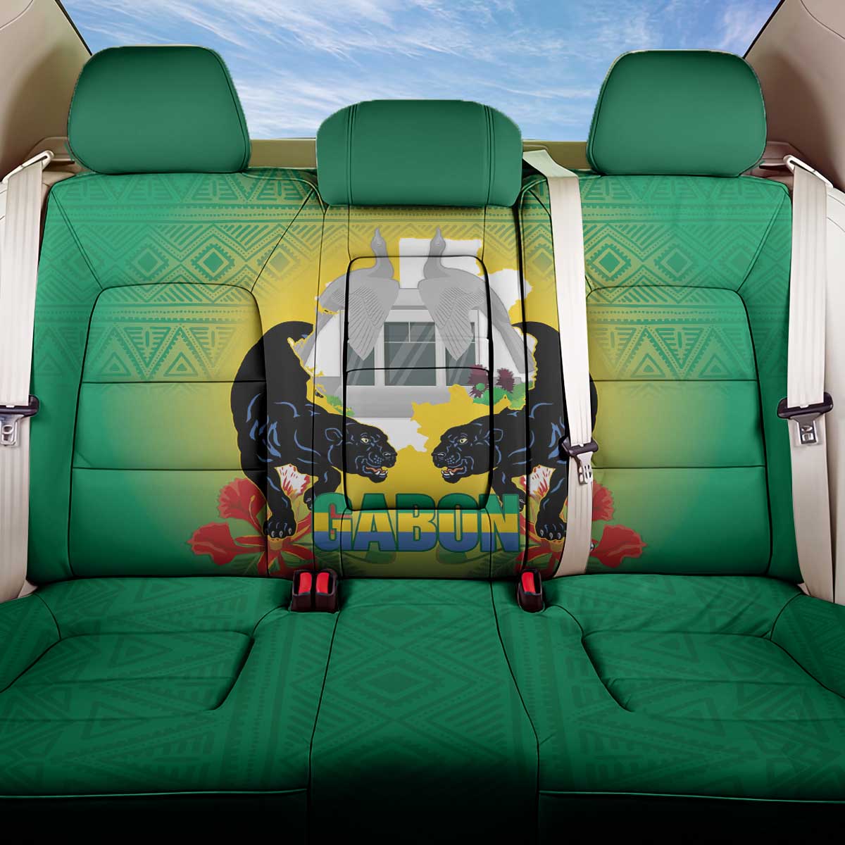Afro Gabon Independence Day Back Car Seat Cover Memorial Leon Mba Monument - African Pride