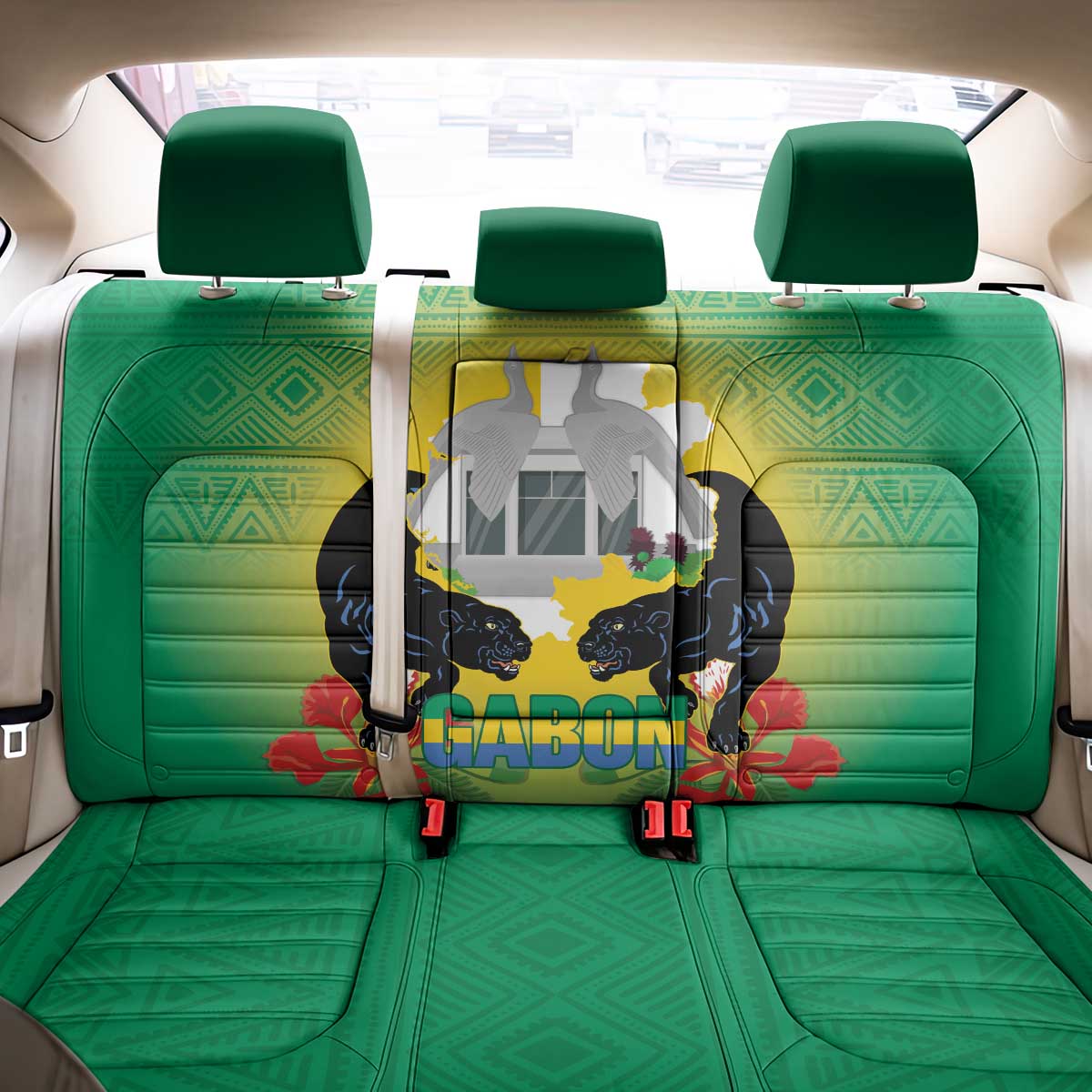 Afro Gabon Independence Day Back Car Seat Cover Memorial Leon Mba Monument - African Pride