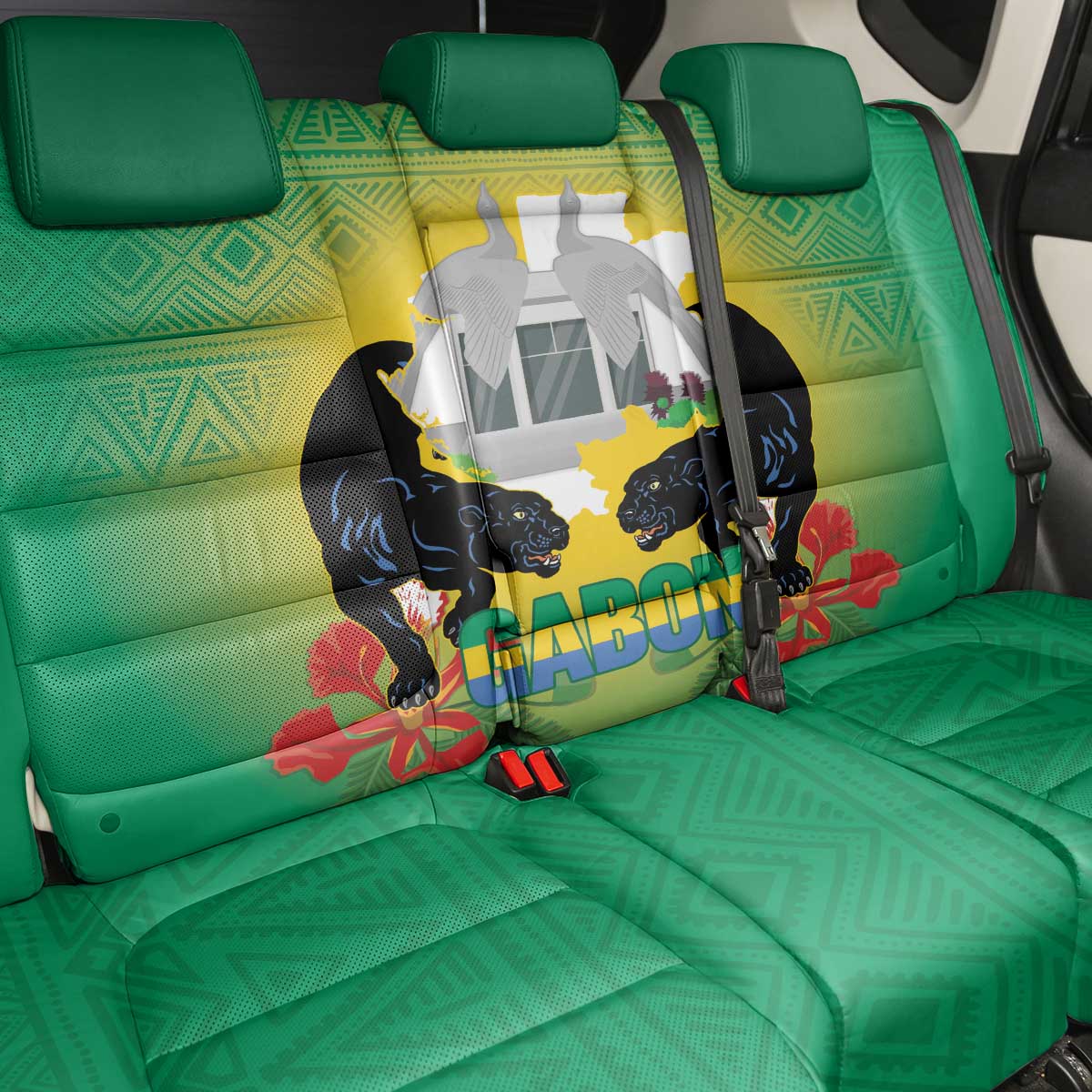 Afro Gabon Independence Day Back Car Seat Cover Memorial Leon Mba Monument - African Pride