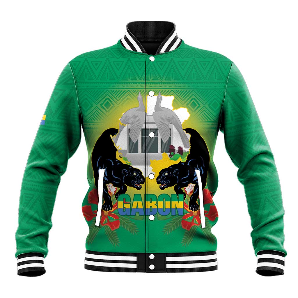 Afro Gabon Independence Day Baseball Jacket Memorial Leon Mba Monument - African Pride