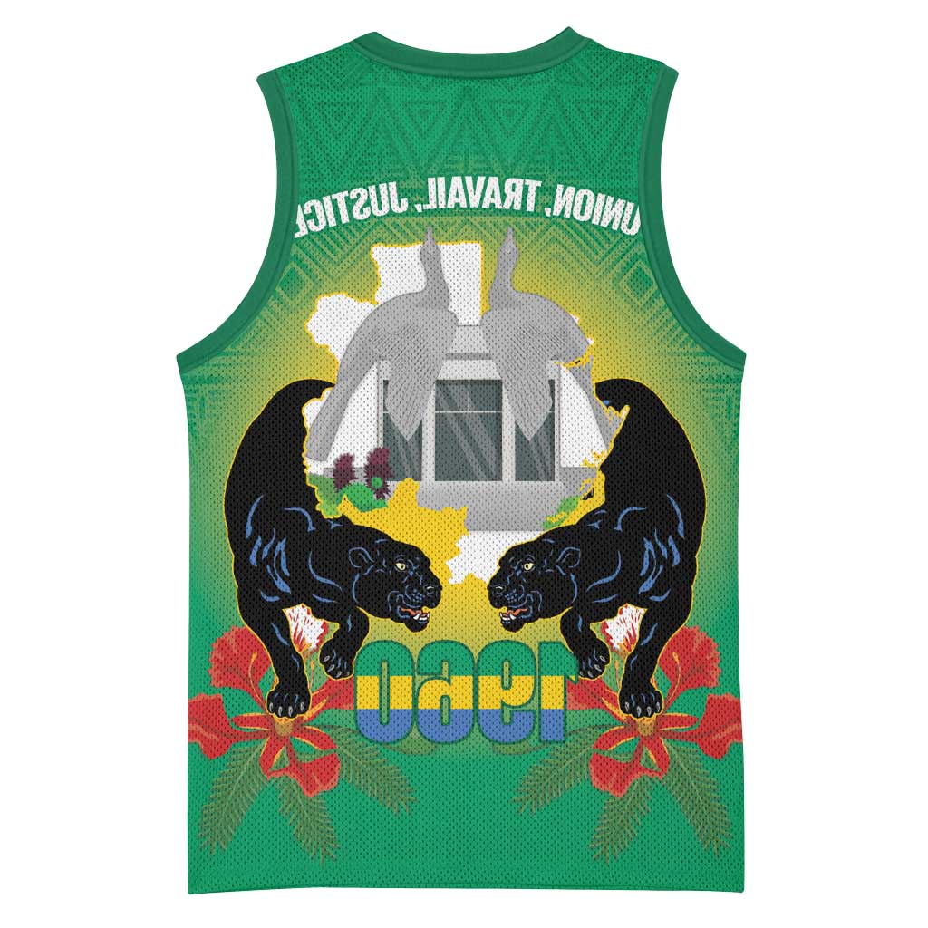 Afro Gabon Independence Day Basketball Jersey Memorial Leon Mba Monument - African Pride