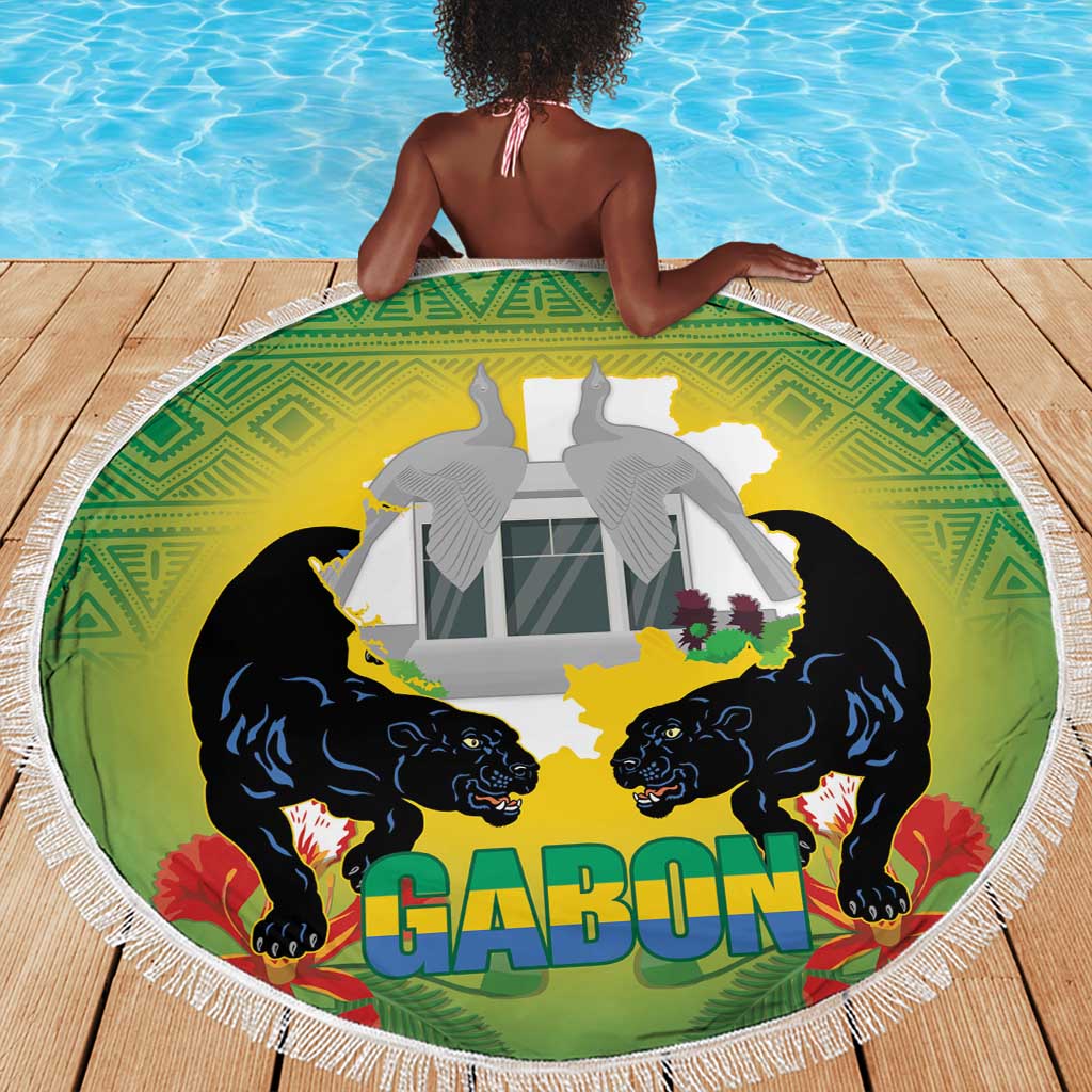 Afro Gabon Independence Day Beach Blanket Memorial Leon Mba Monument - African Pride