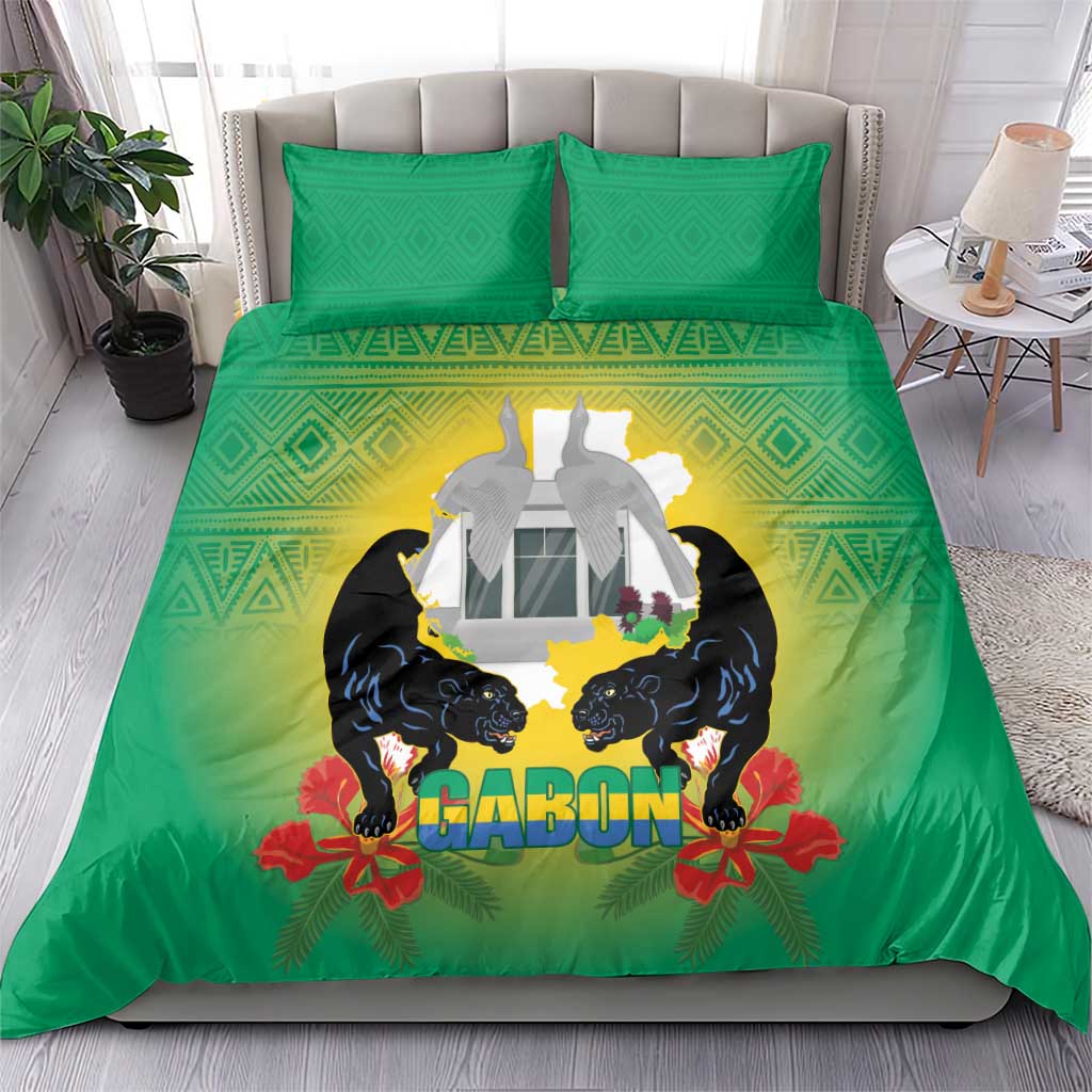 Afro Gabon Independence Day Bedding Set Memorial Leon Mba Monument - African Pride