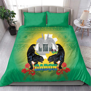 Afro Gabon Independence Day Bedding Set Memorial Leon Mba Monument - African Pride