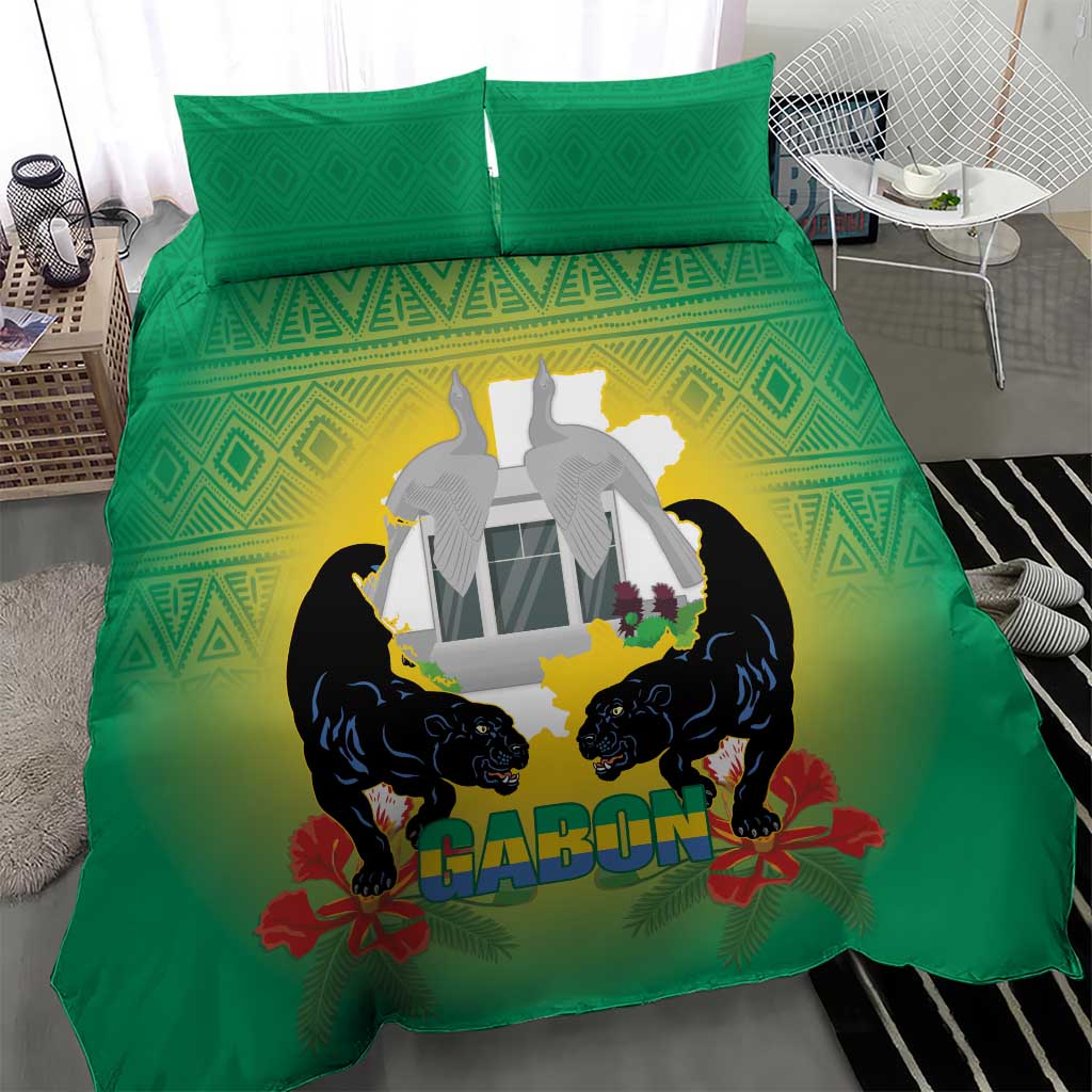 Afro Gabon Independence Day Bedding Set Memorial Leon Mba Monument - African Pride