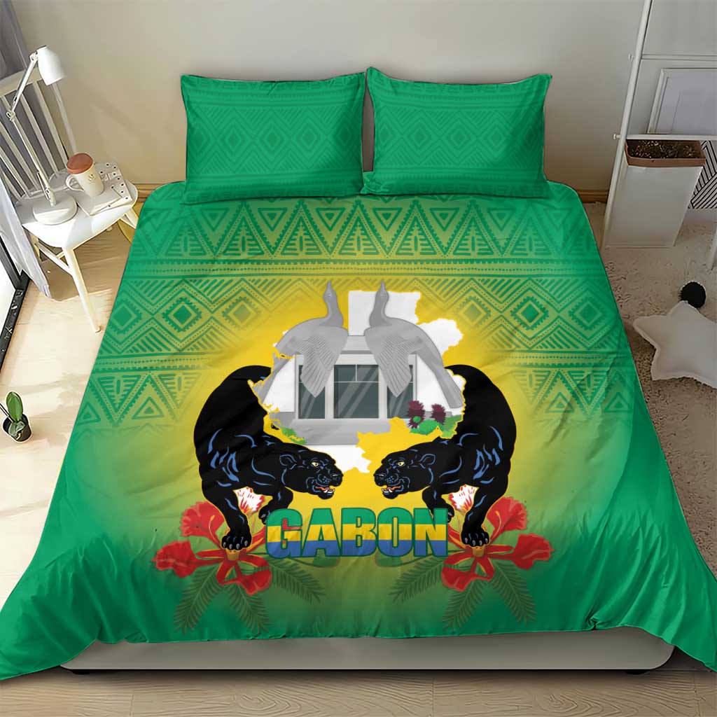 Afro Gabon Independence Day Bedding Set Memorial Leon Mba Monument - African Pride