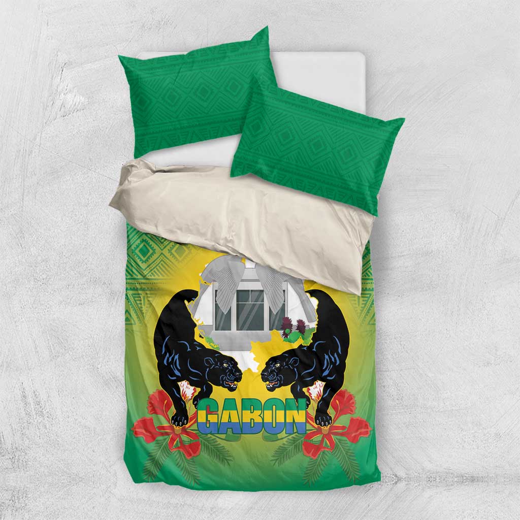 Afro Gabon Independence Day Bedding Set Memorial Leon Mba Monument - African Pride